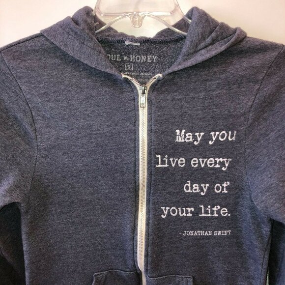 Soul Honey Small Gray Full Zip Front Hooded Hoodie - Picture 4 of 9